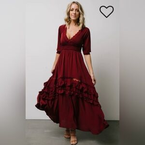 Baltic Born Merlot Pippa Ruffle Maxi Dress